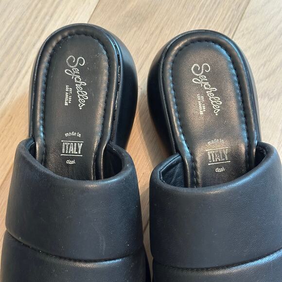 Seychelles Womens Black Leather Sandal Puffy Platform Slides Made in Italy Sz 10 - Picture 9 of 9